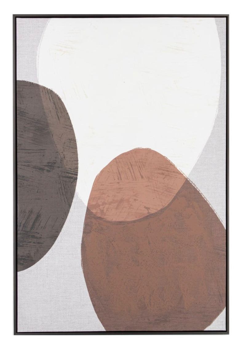 Schilderij abstract met donkerbruine lijst - 80x120 cm