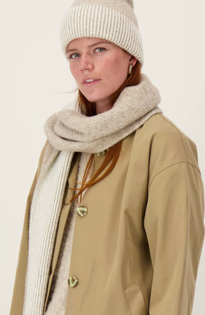 Zusss Gebreide Rib Sjaal - Taupe