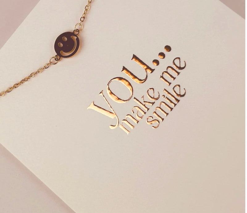 Sieradenkaart - armband goud - You make me smile