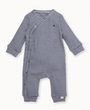 Bess Newborn - Grijsblauw gestreepte playsuit met kraag - Pinstripe Blue