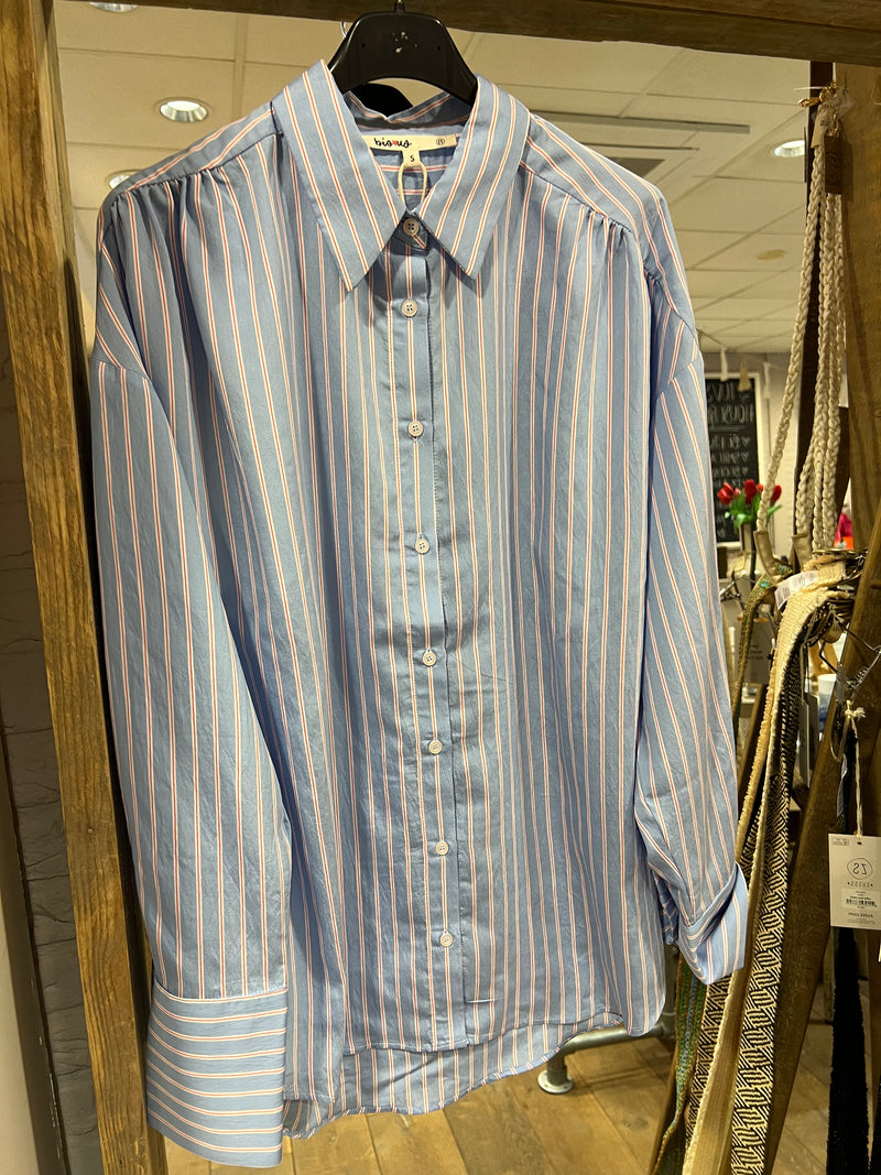 Zusss Overhemd Blouse - Blauw/Wit/Rood