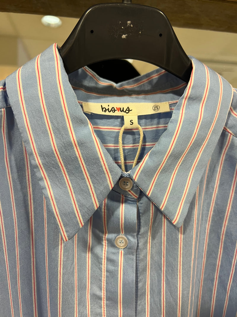Zusss Overhemd Blouse - Blauw/Wit/Rood