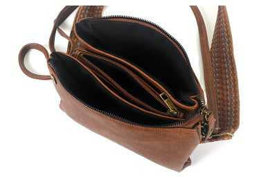 Stoer Schoudertasje met Strap - Dark Camel