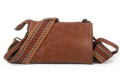 Stoer Schoudertasje met Strap - Dark Camel