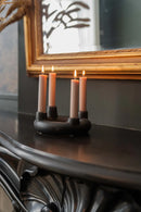 Zusss - Keramieken kandelaar voor 4 dinerkaarsen rond - Zwart