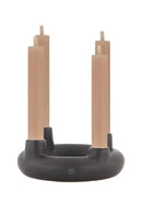 Zusss - Keramieken kandelaar voor 4 dinerkaarsen rond - Zwart