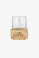 ZUSSS WINDLICHT GLAS MET ROTAN Ø12X16CM