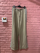 Broek met zakken en elastiek - beige met streep - S/M