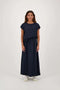 Zusss - Satijnen twill top met boothals - Donkerblauw