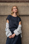 Zusss - Satijnen twill top met boothals - Donkerblauw