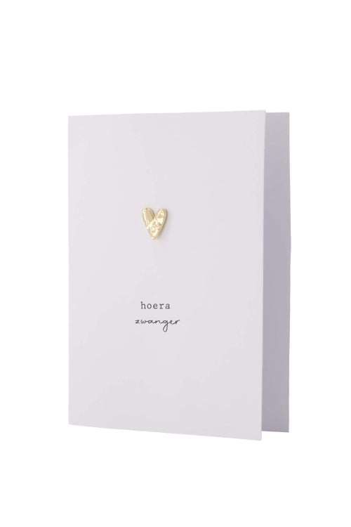 Zusss - Wenskaart met broche - Hoera zwanger