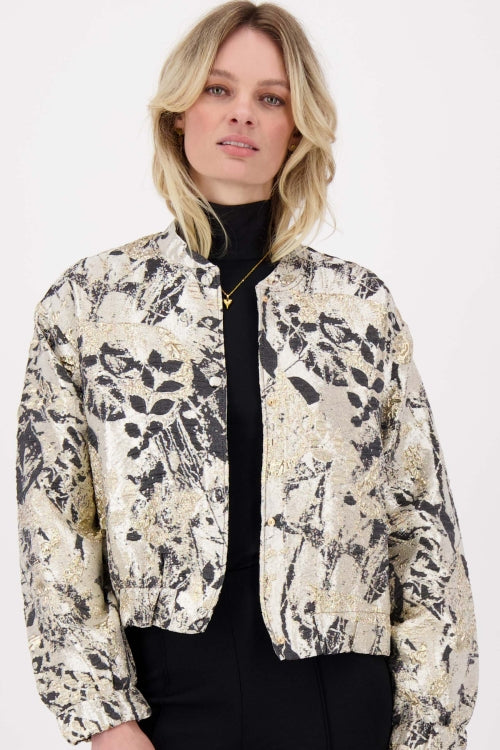 Zusss - Jacquard Glans Jasje - Beige/Goud