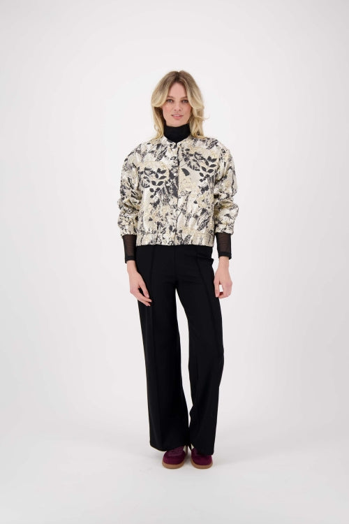 Zusss - Jacquard Glans Jasje - Beige/Goud
