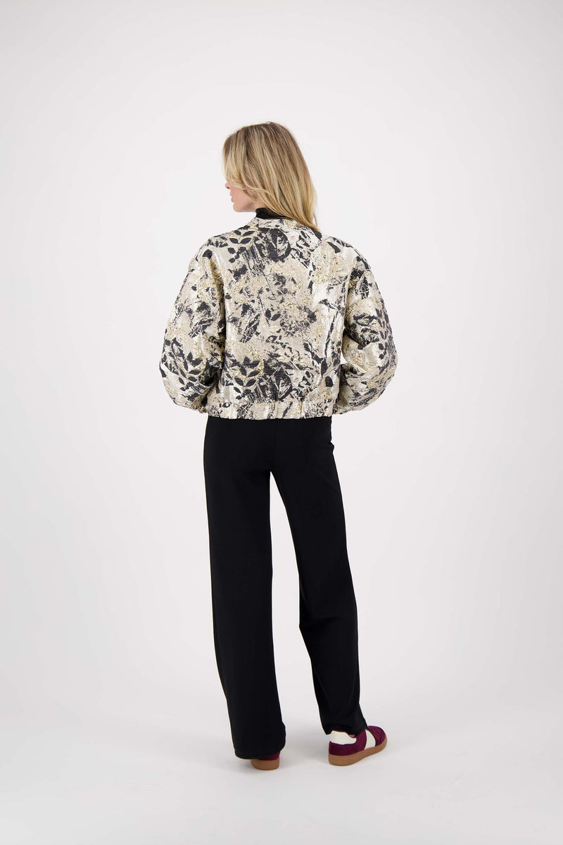 Zusss - Jacquard Glans Jasje - Beige/Goud