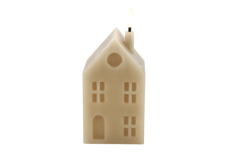 LED kaars - HUISJE - Beige - M