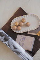 Zusss - Serveerschaal schulprand 20x11,5cm - Beige/Goud