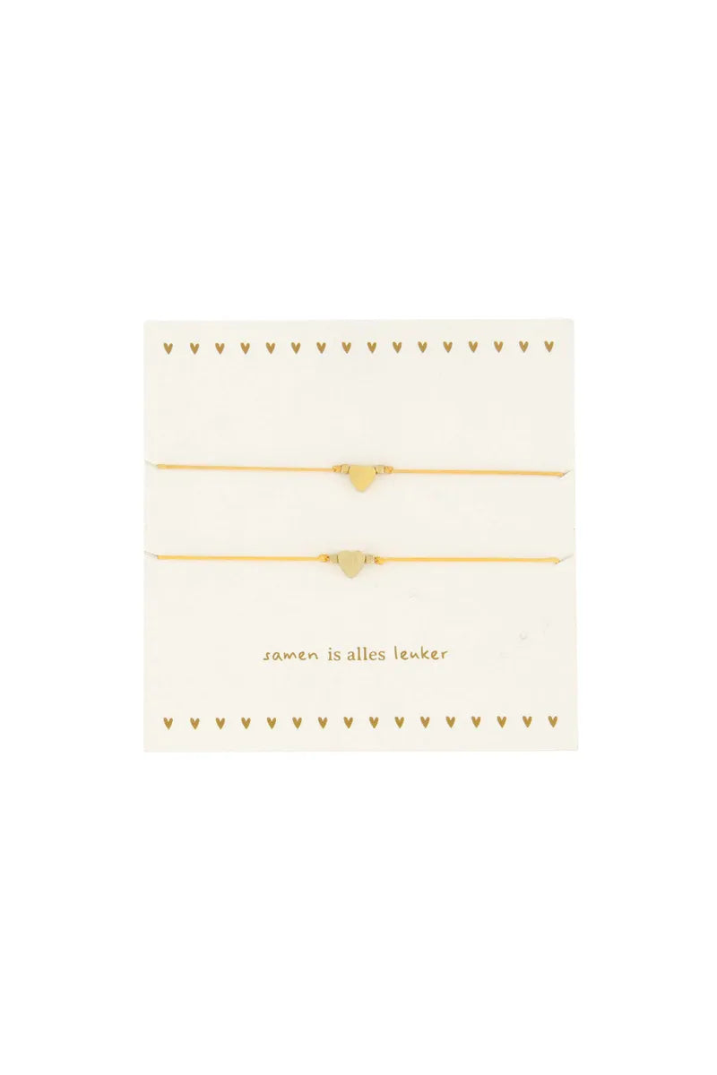 Zusss Kaart Vriendschapsarmbandjes - Hartje - Offwhite/Goud