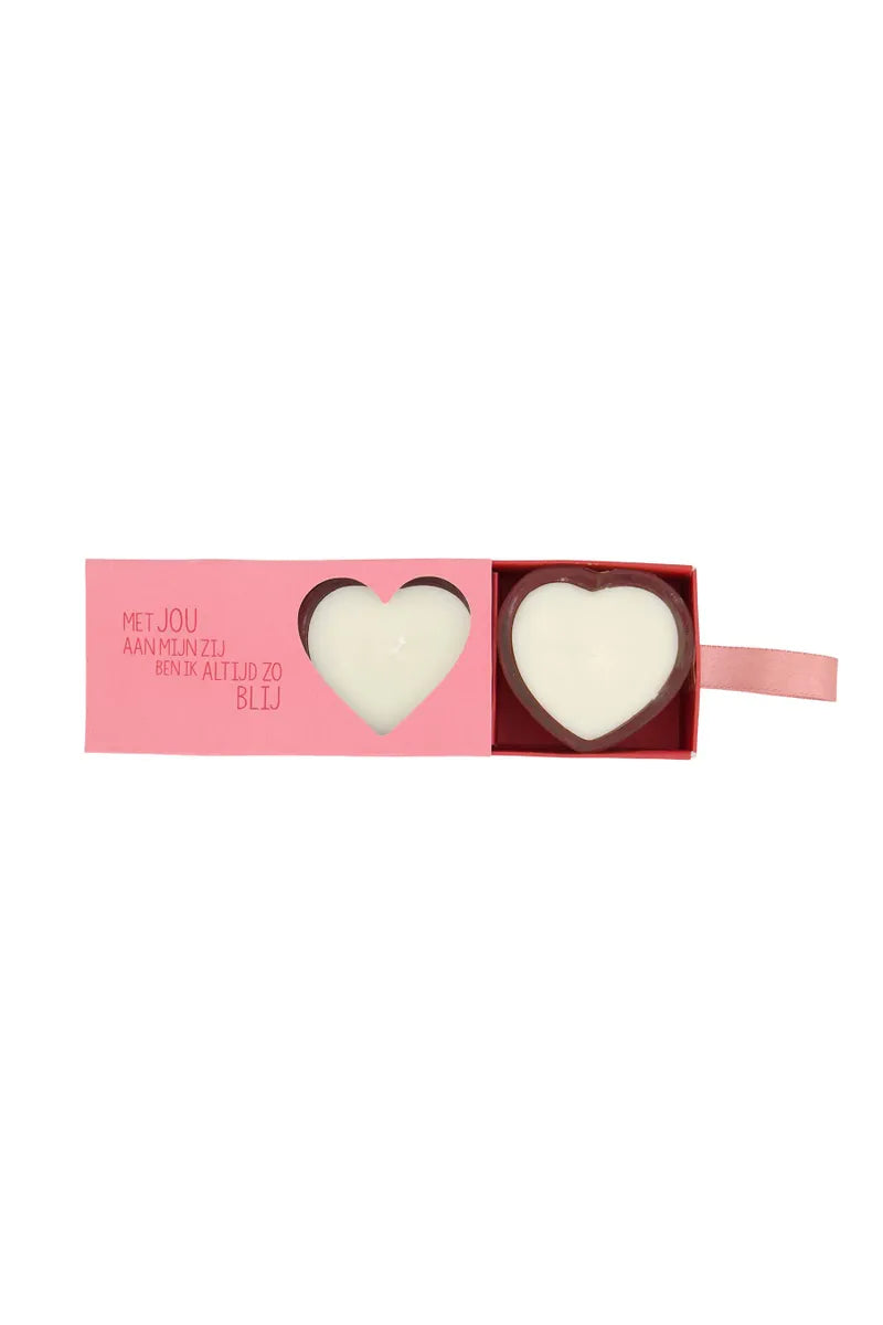 Zusss Set van 2 Geurkaarsjes in doosje - hartje roze