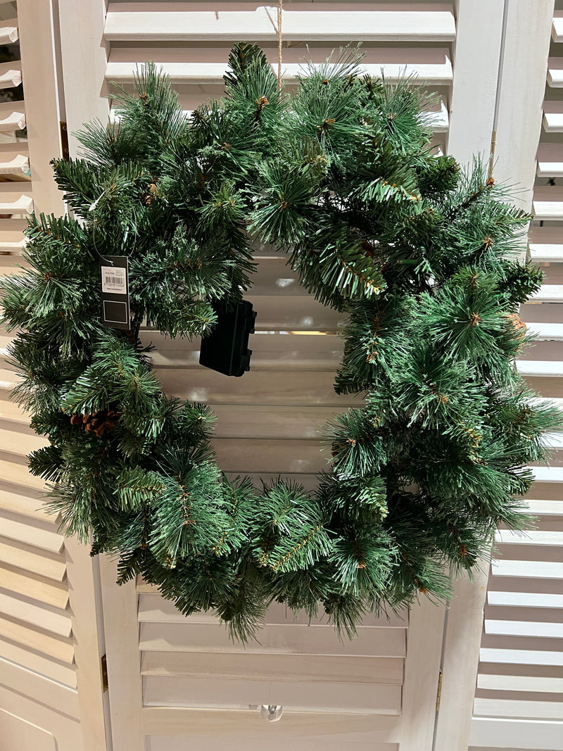 Krans - groen - kerst - met Led-verlichting