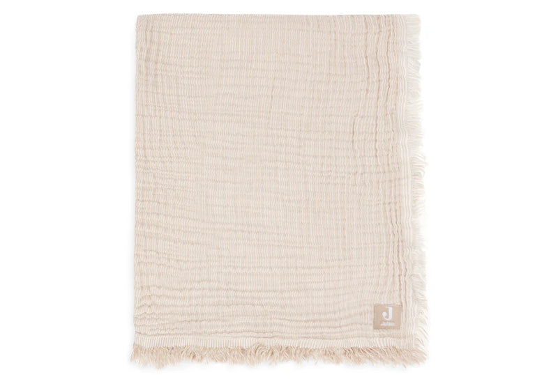 Jollein - Deken Wieg 75x100cm Fringe Stripe - Biscuit/Ivory - GOTS