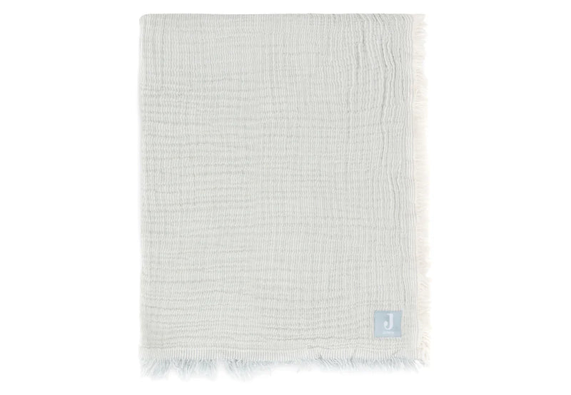 Jollein - Deken Wieg 75x100cm Fringe Stripe - Sea Green/Ivory - GOTS