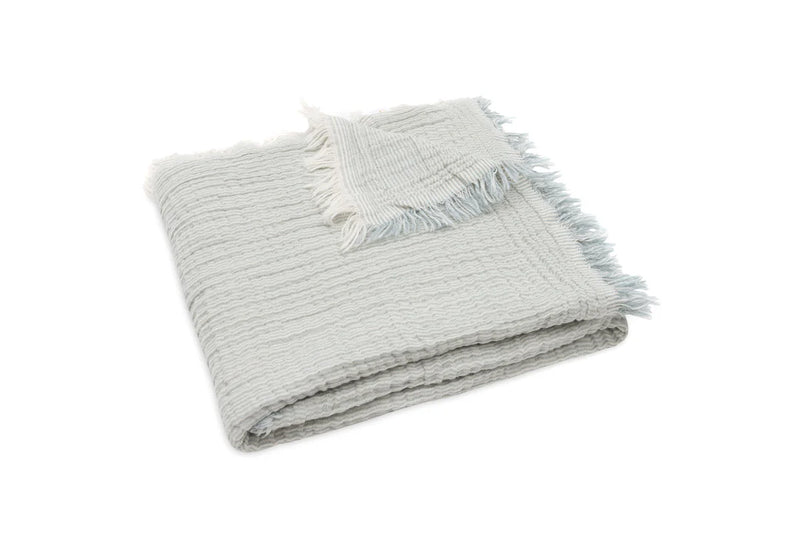 Jollein - Deken Ledikant 120x120cm Fringe Stripe - Sea Green/Ivory - GOTS