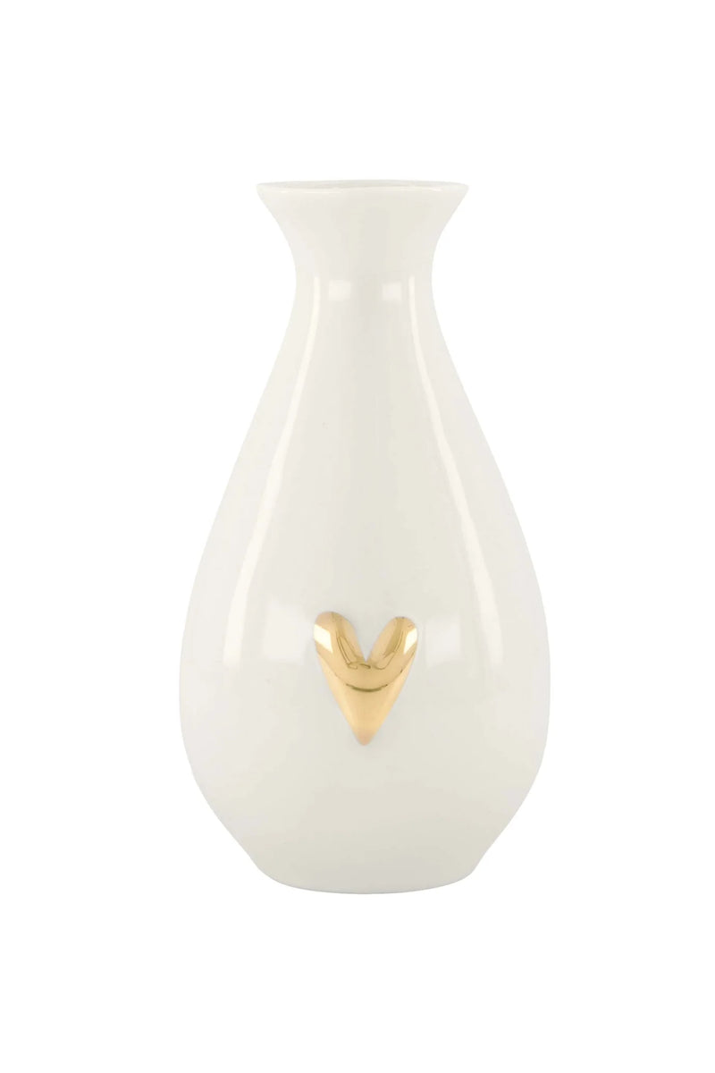 Zusss - Vaasje keramiek hartje - small - Wit/Goud