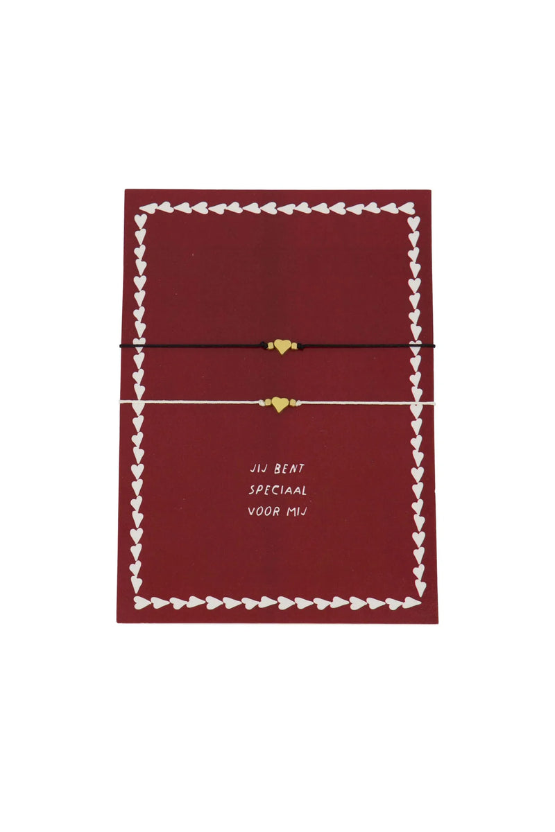 Zusss - ansichtkaart met vriendschapsarmbandjes - Rood/zwart/goud
