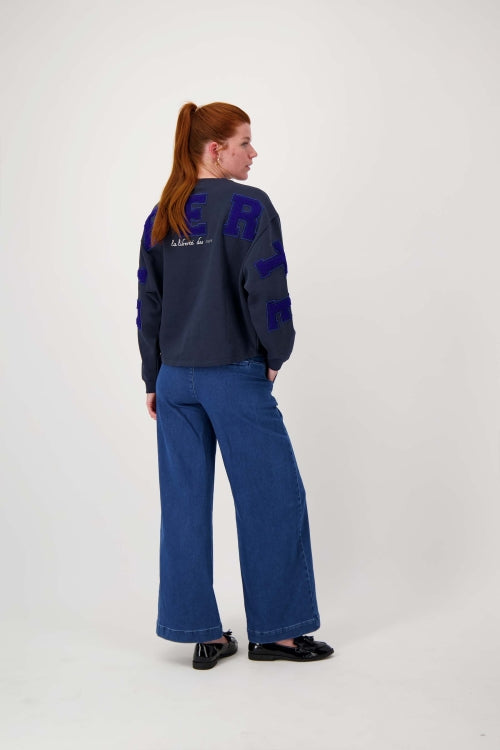 Zusss - Sweater met tekst - Navy - Liberté