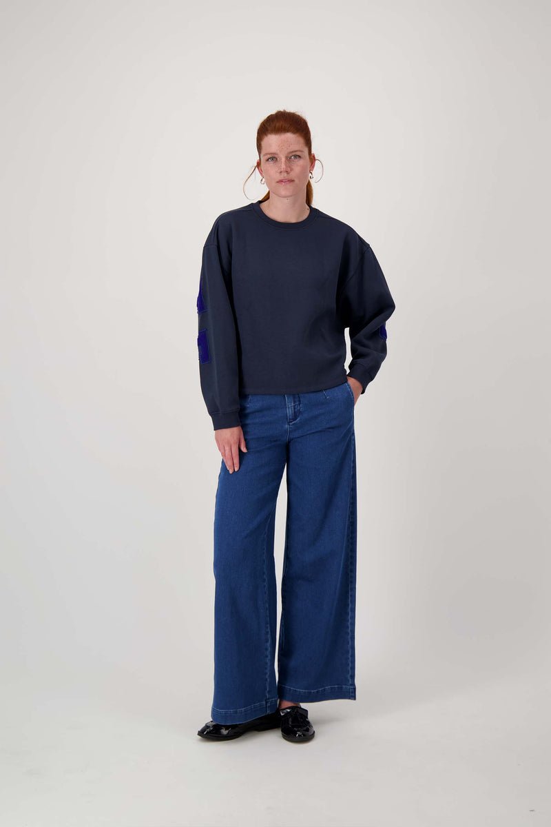 Zusss - Sweater met tekst - Navy - Liberté