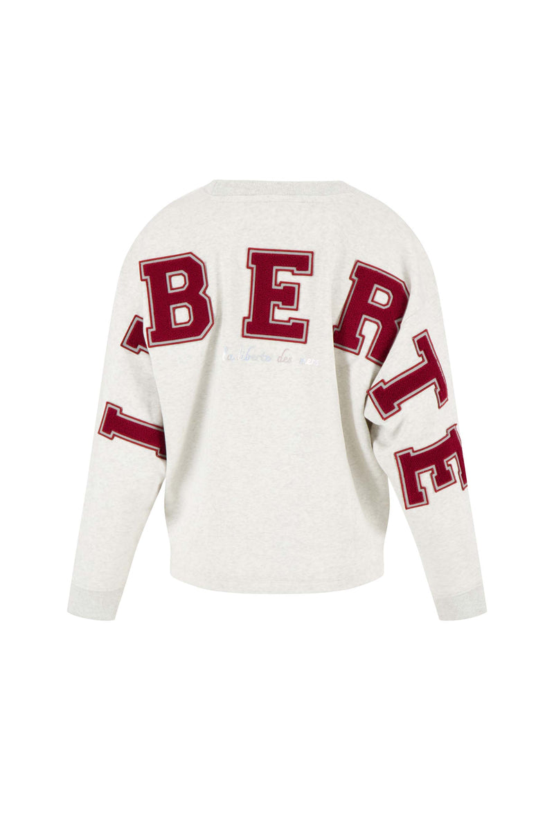 Zusss - Sweater met tekst - Mid Grey/Classy Red - Liberté