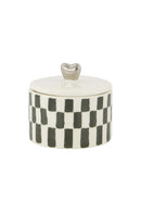 Zusss - Geurkaars keramiek met deksel - Zilver hartje Wit/Grijsblauw