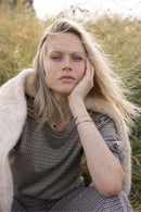 Zusss - Geruite top met pofmouw - Kit/Mid Brown