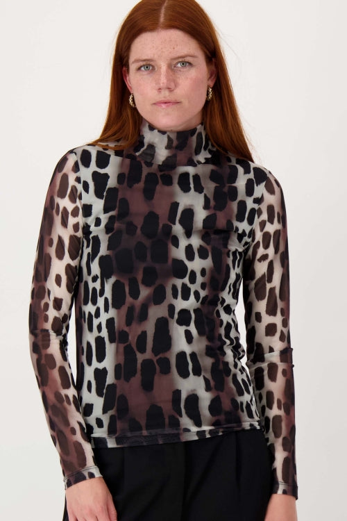 Zusss - Mesh top met giraf print - Multicolor