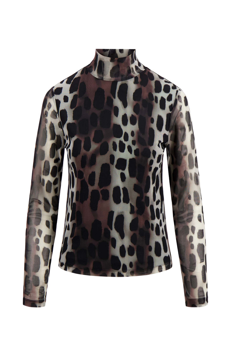 Zusss - Mesh top met giraf print - Multicolor