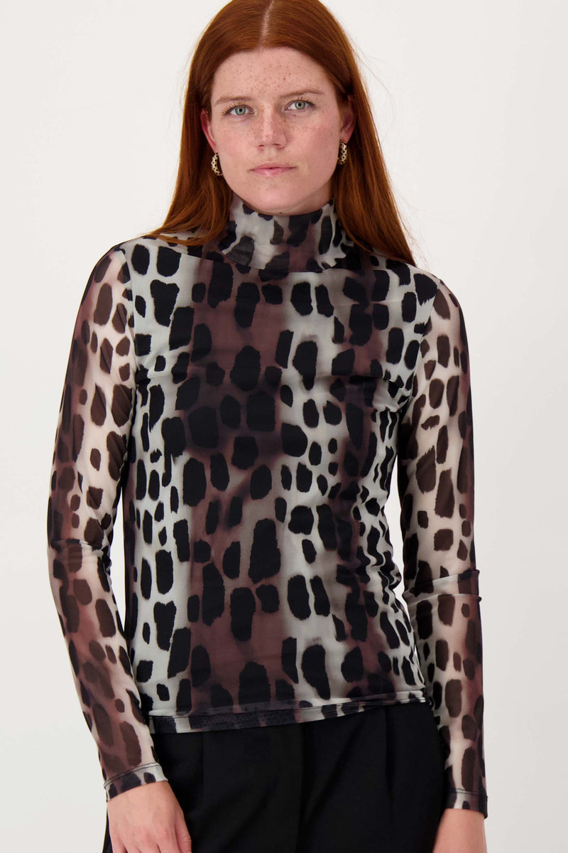 Zusss - Mesh top met giraf print - Multicolor