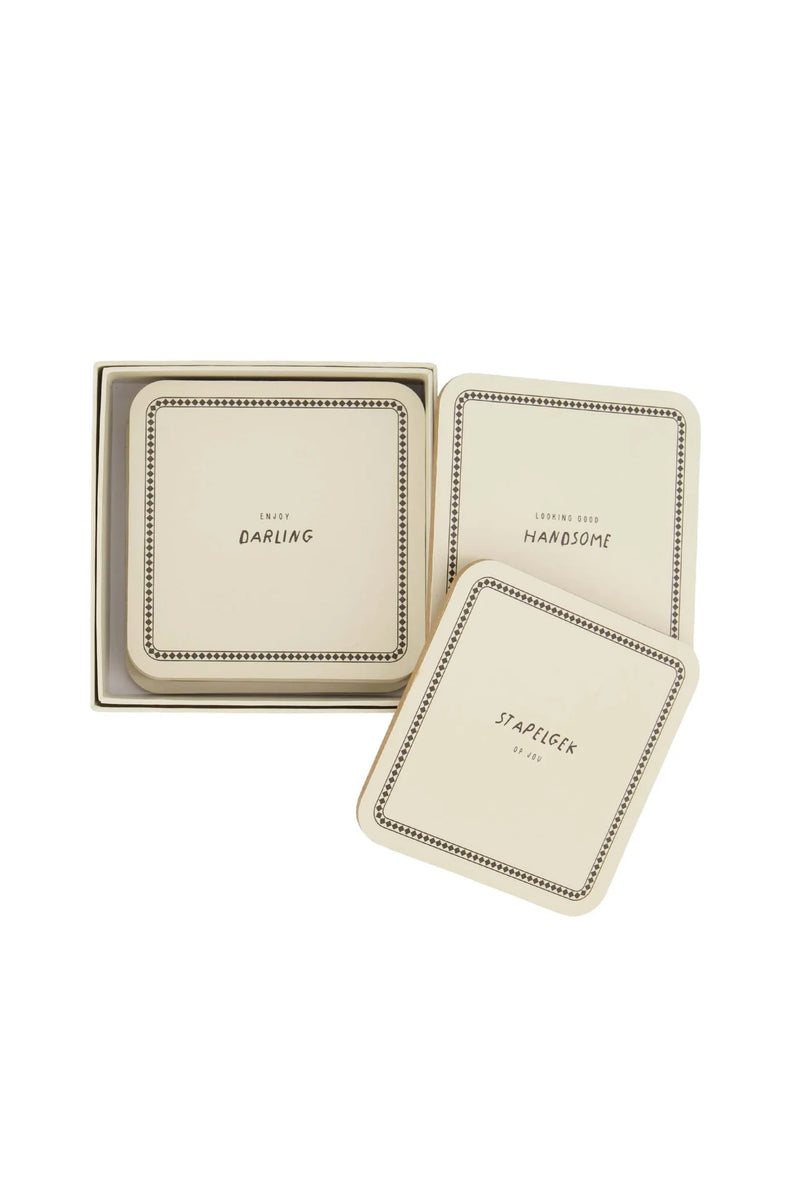Zusss - Set Van 6 Onderzetters - Zand/Antracietgrijs