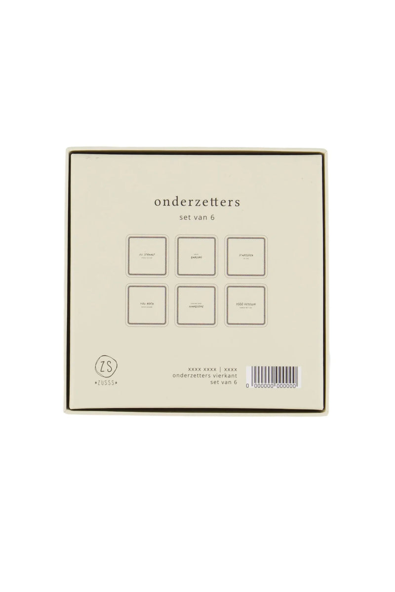 Zusss - Set Van 6 Onderzetters - Zand/Antracietgrijs