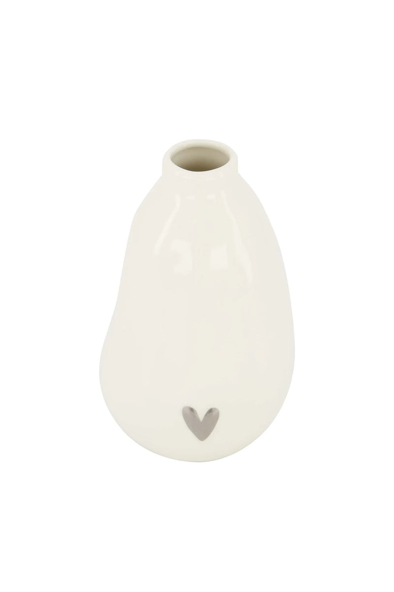 Zusss - Vaasje Keramiek Hartje - Wit/Zilver