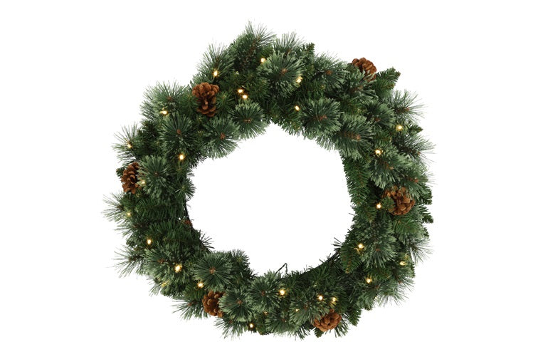Krans - groen - kerst - met Led-verlichting