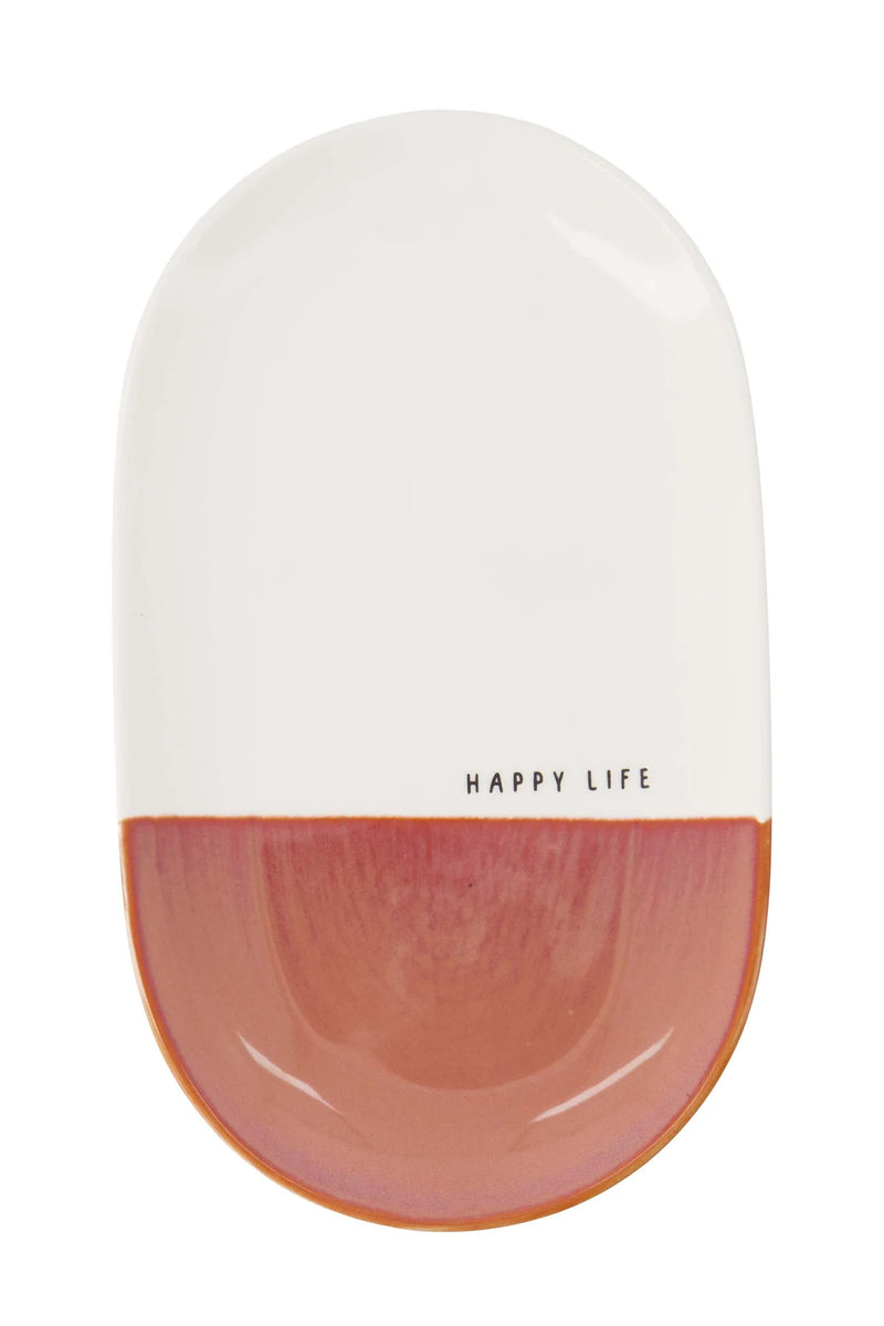 Zusss - Serveerschaal Happy Life - Wit/Burgundy