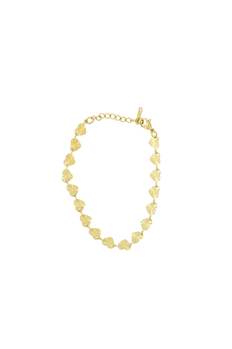 Zusss - Armband Met Structuur Hartjes - Goud