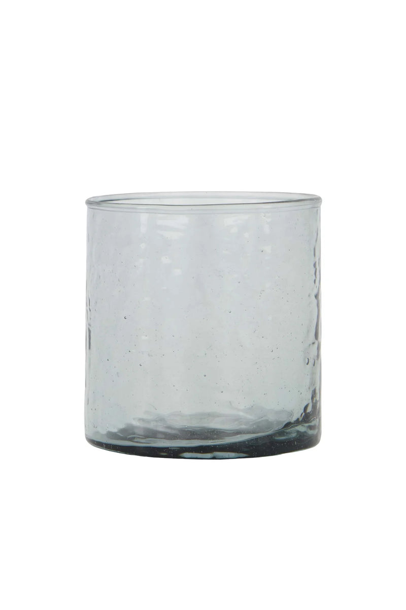 Zusss - Waxinelichthouder Hammered Glas M - Grijsblauw