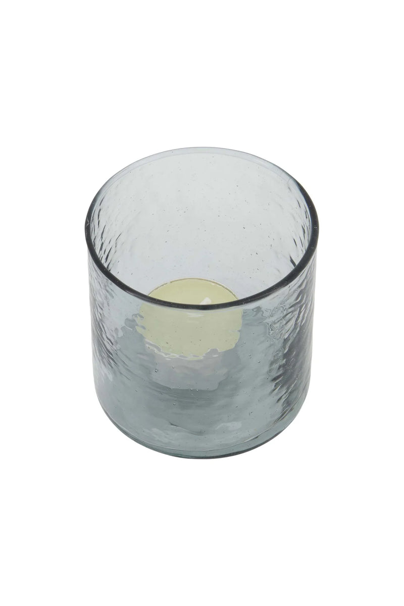 Zusss - Waxinelichthouder Hammered Glas M - Grijsblauw