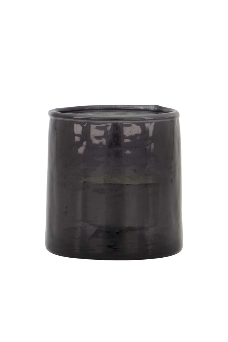 Zusss - Waxinelichthouder Hammered Glas S - Antracietgrijs