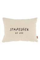Zusss - Kussen Corduroy Stapelgek op jou - 35x25cm - Zand/Antracietgrijs