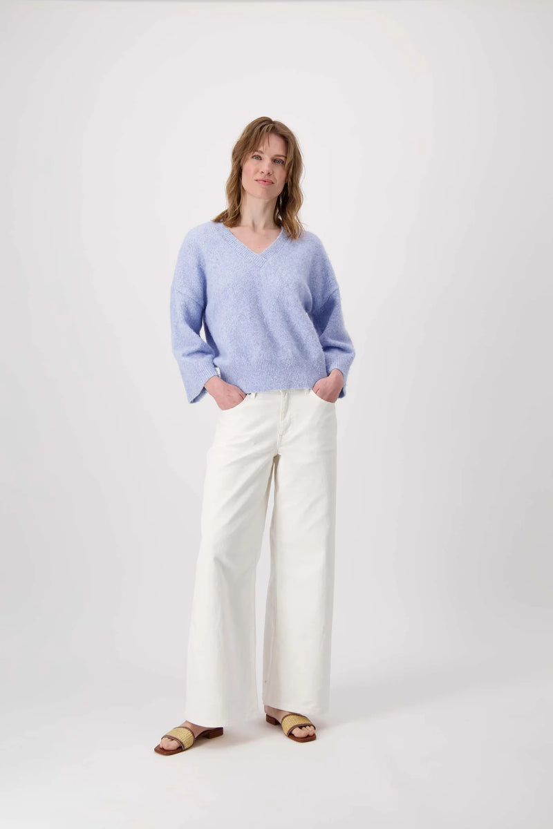 Zusss - Heerlijke zachte Trui met driekwart mouw - Off White