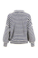 Zusss - Fluffy pofmouw trui streep - Off white/Blauw