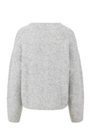Zusss - Basic Vestje Lange Mouw met Broche - Grey Melange