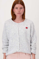 Zusss - Basic Vestje Lange Mouw met Broche - Grey Melange